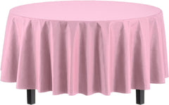 Round Pink Plastic Table Covers | 6 Pack