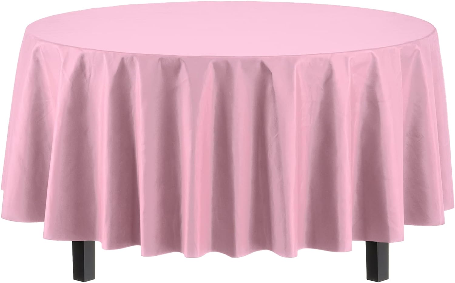 Round Pink Plastic Table Covers | 12 Pack