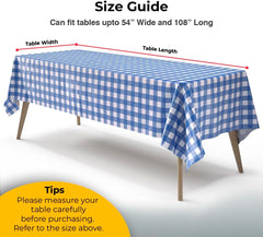 Blue Gingham Plastic Table Cover - 54 In. x 108 In.