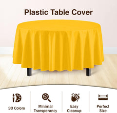 Premium Round Yellow Plastic Table Covers | 12 Pack