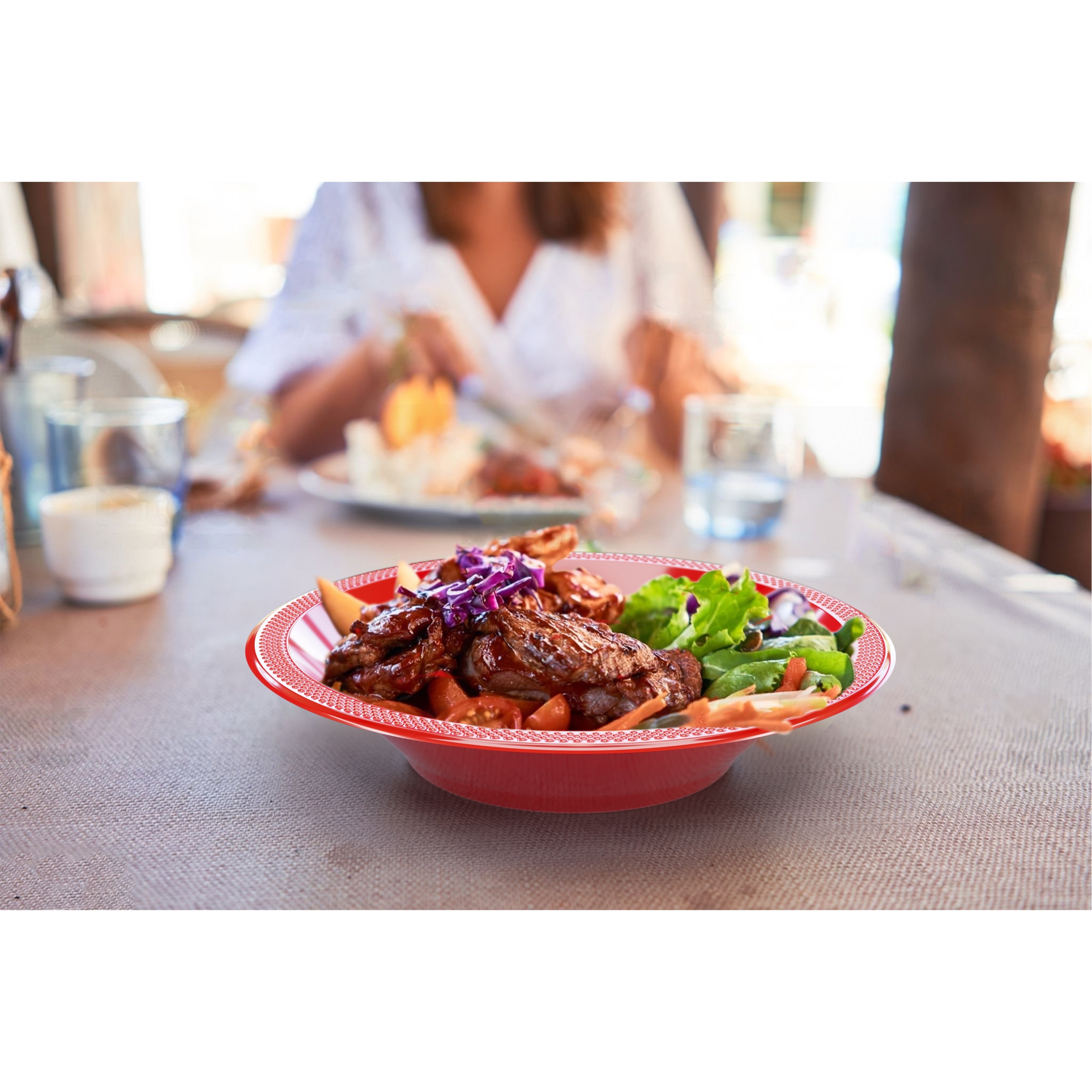 12 Oz. Red Plastic Bowls | 100 Count