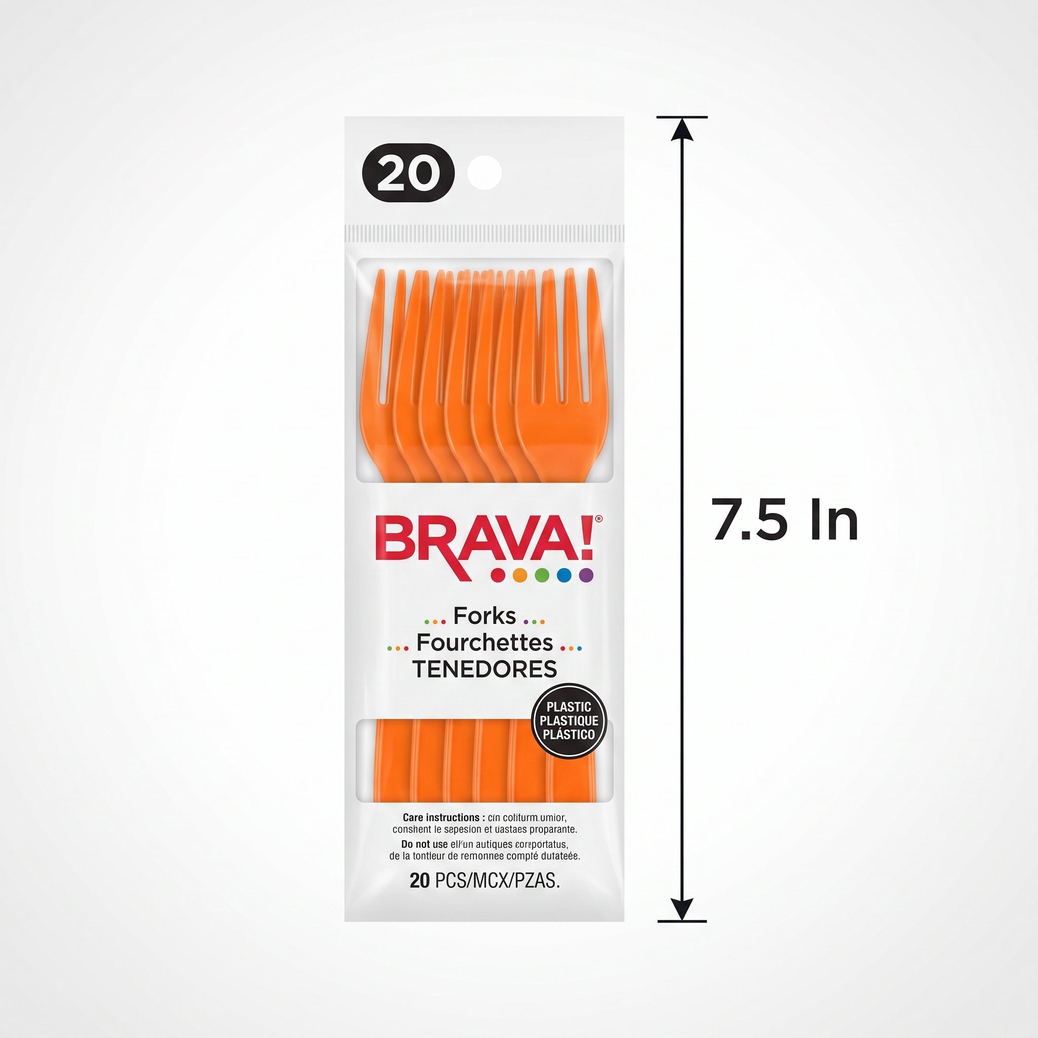 Vibrant Orange Plastic Forks - Pack of 20 - 7.5 in.