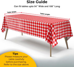 Red Gingham Plastic Table Covers | 6 Pack - 54 In. x 108 In.