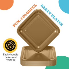 7 In. Bronze Square Paper Plates | 50 Count
