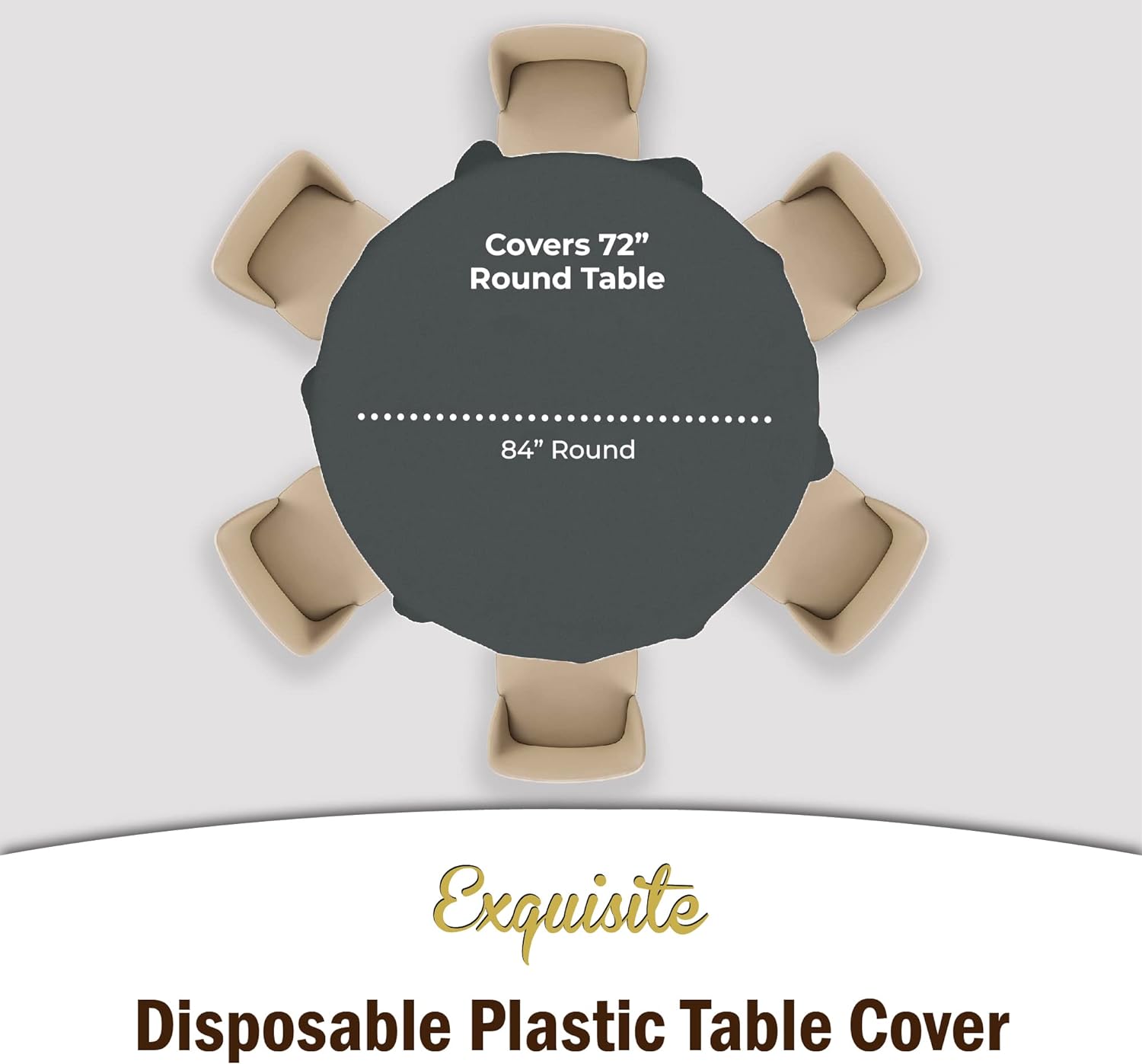 Premium Round Silver Plastic Table Covers | 6 Pack