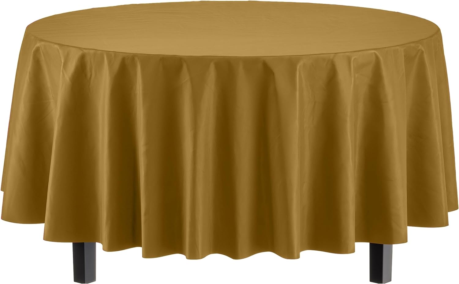 Round Gold Plastic Table Covers | 12 Pack