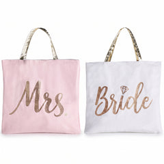 "Mrs." and "Bride" Reversible Tote Bag - Perfect for Weddings & Bachelorette Parties