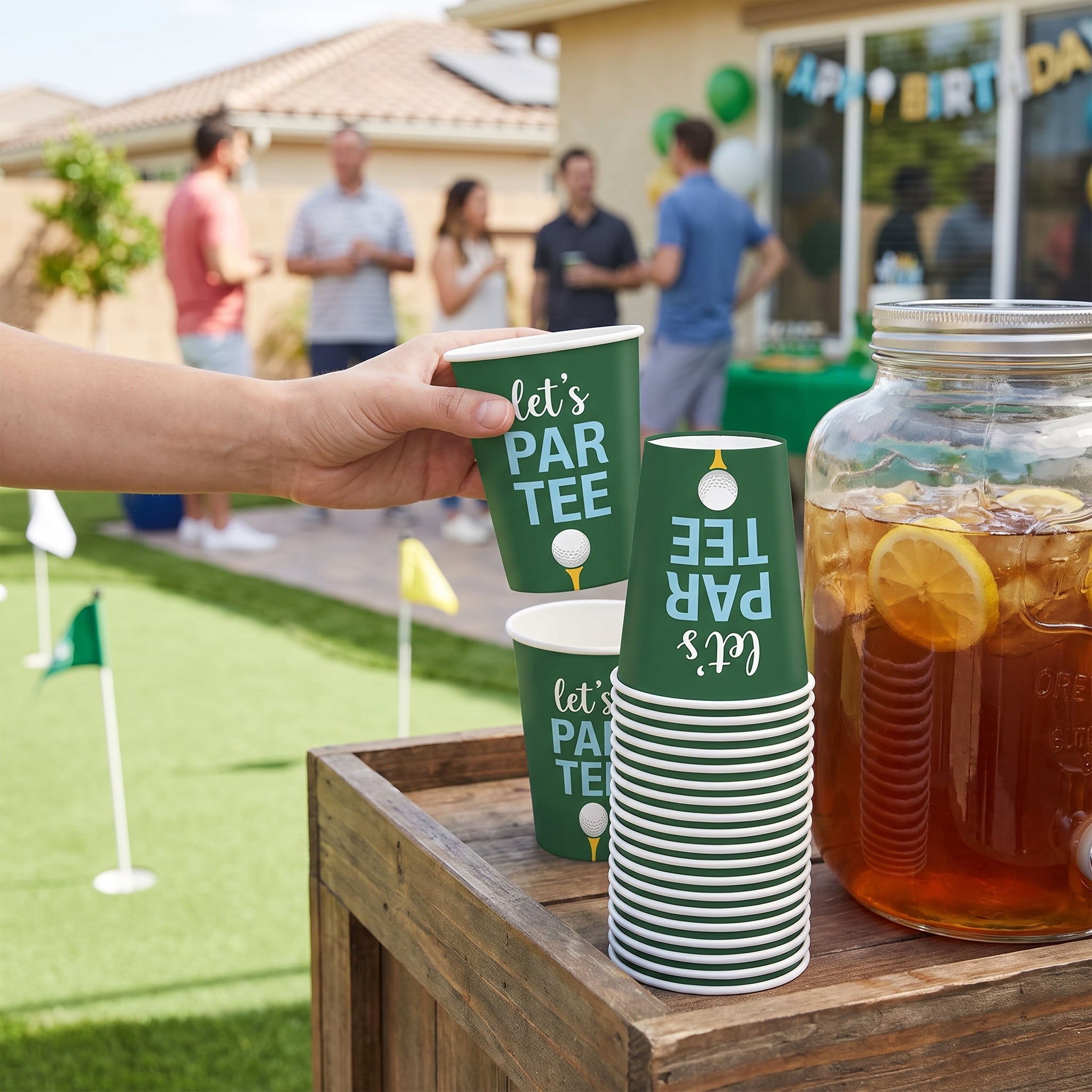 "Let's Par Tee" Golf Paper Cups, 12 oz, 20 Pack