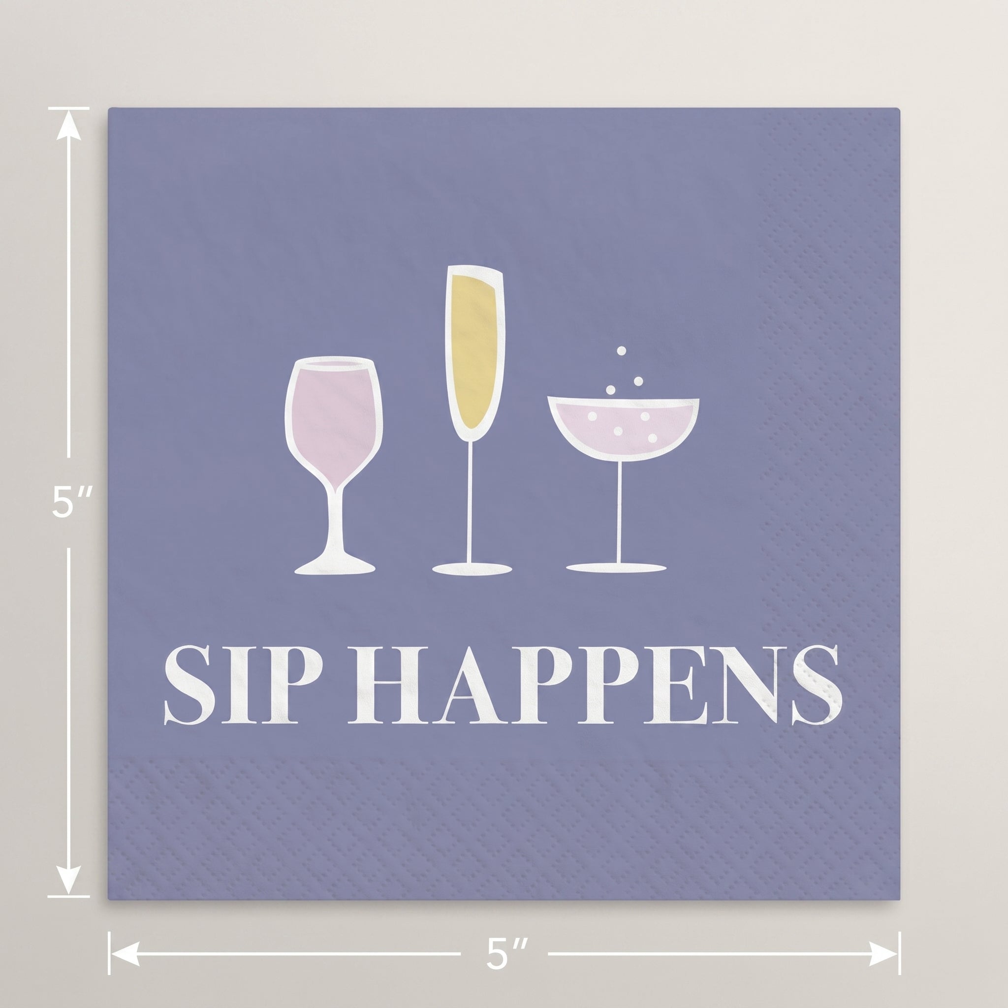 "Sip Happens" Cocktail Beverage Napkins - 5 In. X 5 In.