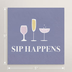 "Sip Happens" Cocktail Beverage Napkins - 5 In. X 5 In.