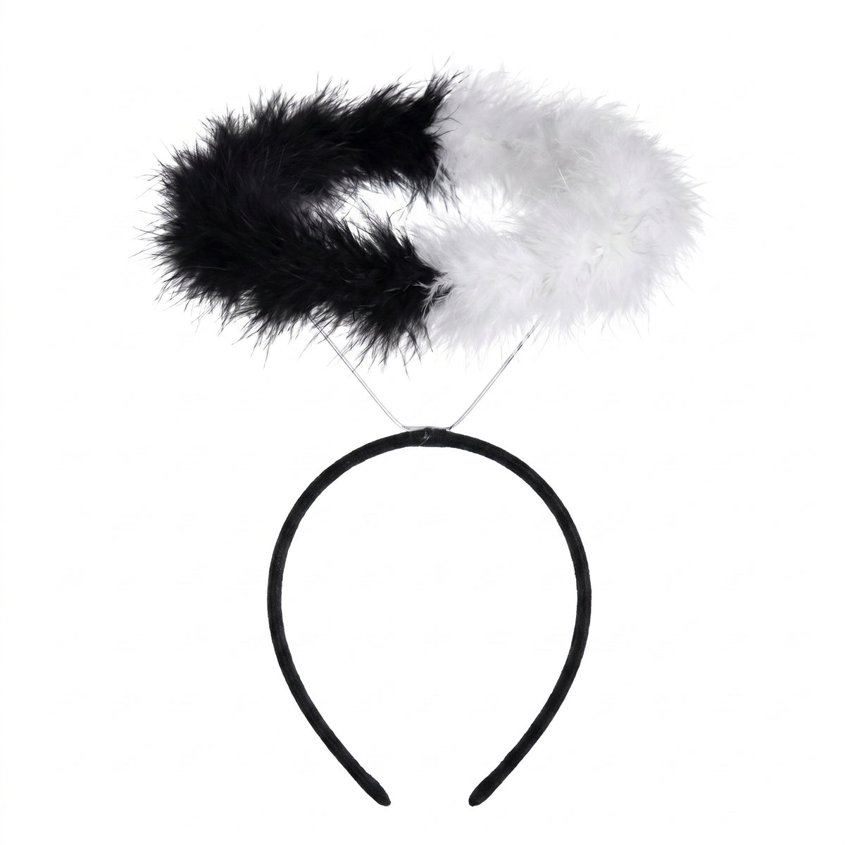 Twisted Angel Fuzzy Halo Headband - Black and White