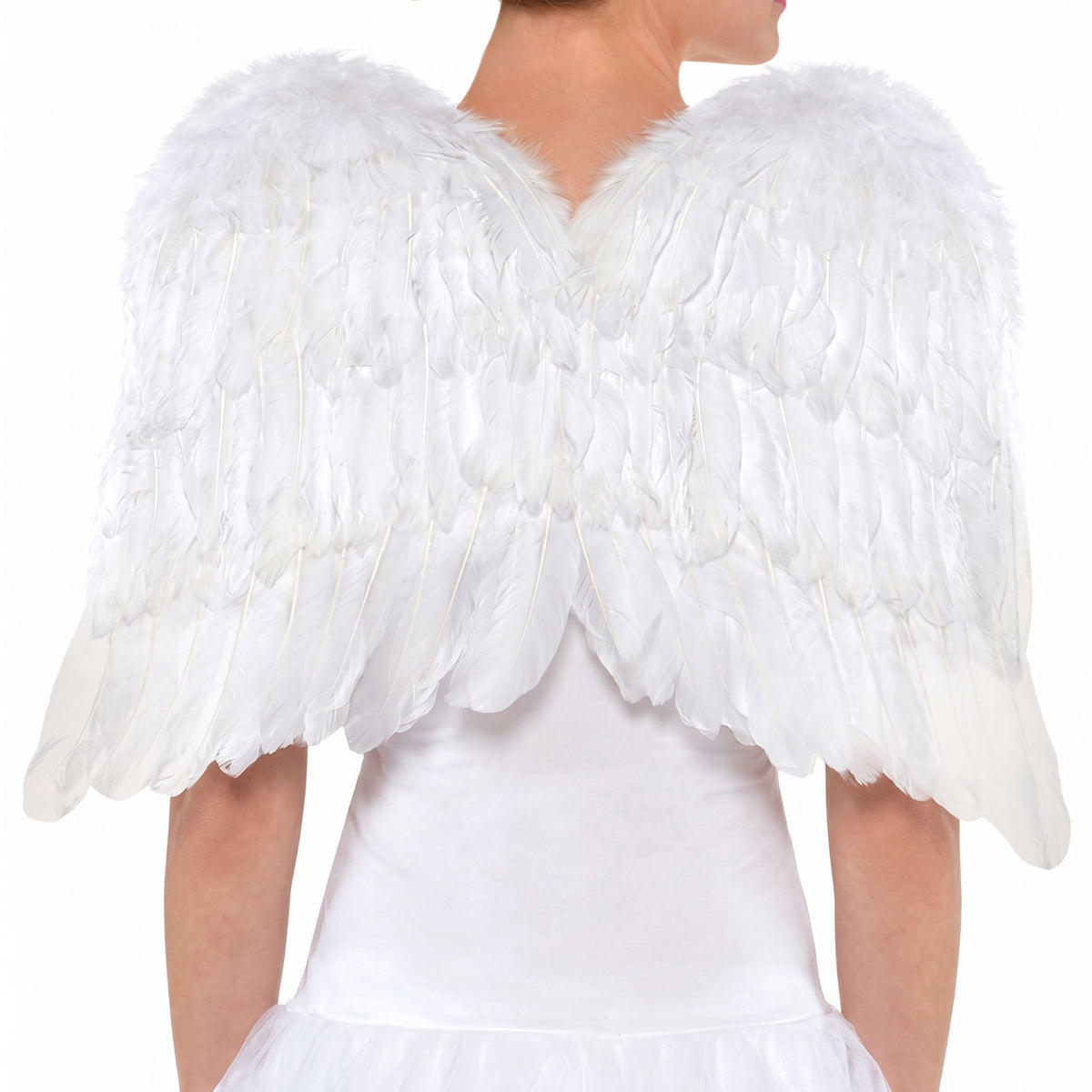 Elegant 22-Inch White Feather Angel Wings Costume Accessory