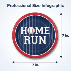 Home Run Baseball Party Plates - 7" Round, 20ct