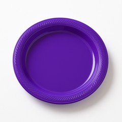 Purple 7" Round Plastic Appetizer/Dessert Plates
