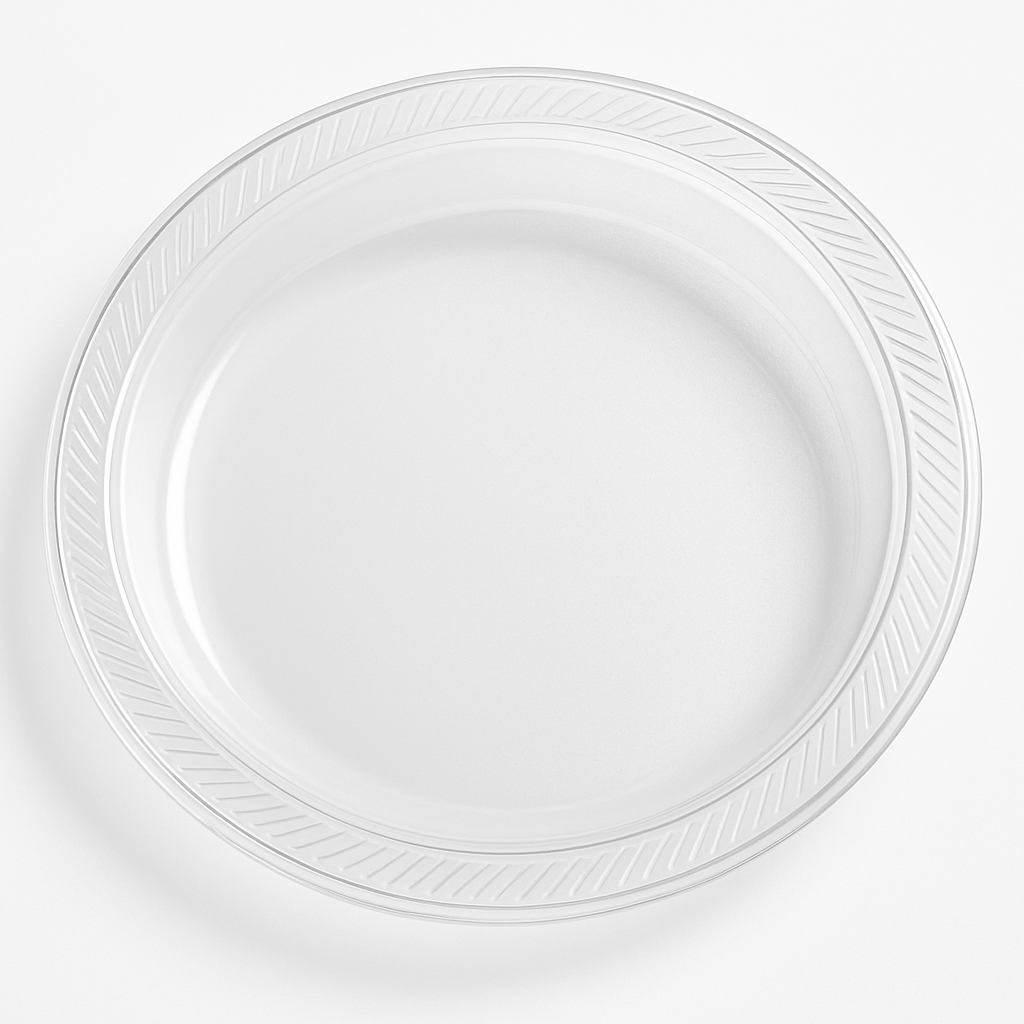 Clear 10.25" Round Plastic Dinner Plates