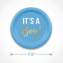 "It's a Boy!" Blue Premium Plastic Lunch Plates, 7.5-Inch, 20-Pack