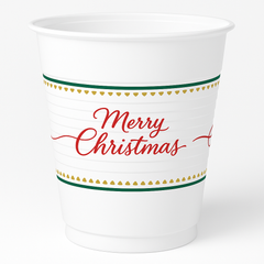 Christmas Elegant Evergreen Plastic Cups, 18 oz, 25 Count