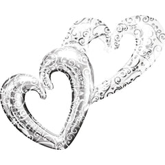 Interlocking Hearts Metallic Foil Wedding Balloon