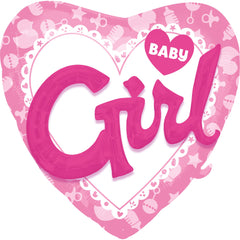 Celebrate Baby Girl Heart-Shaped Foil Balloon