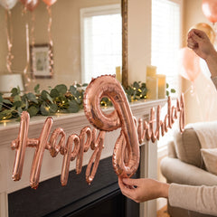 Rose Gold Script Letter Balloon - 8-Inch Air-Filled Foil Decoration