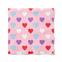 Lovely Hearts Valentine's Day Beverage Napkins - 5 In. X 5 In.
