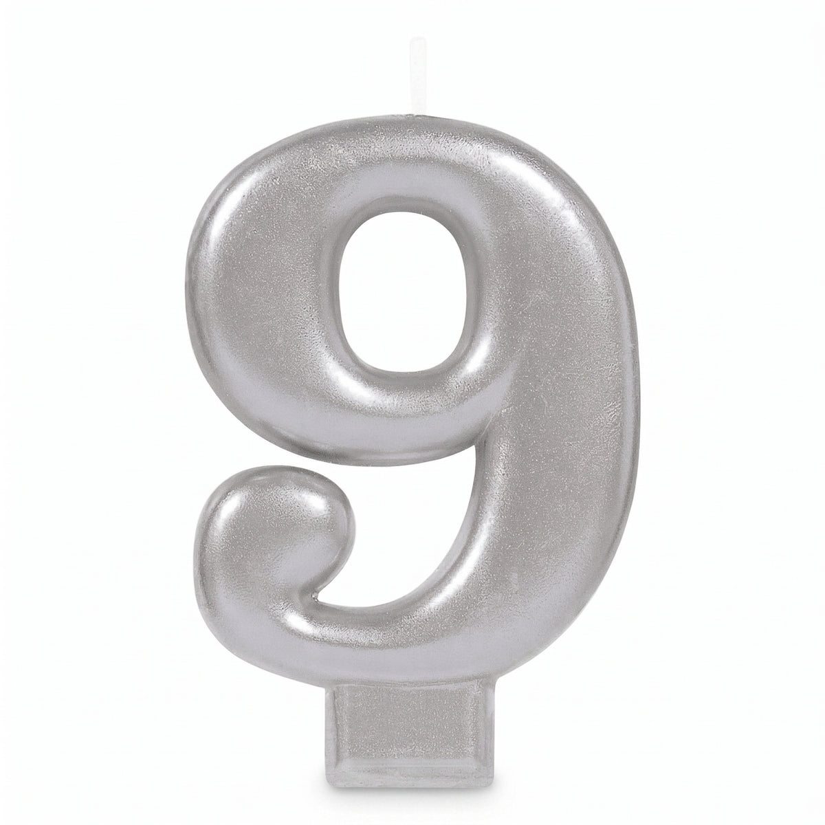 Silver Number 9 Molded Birthday Candle