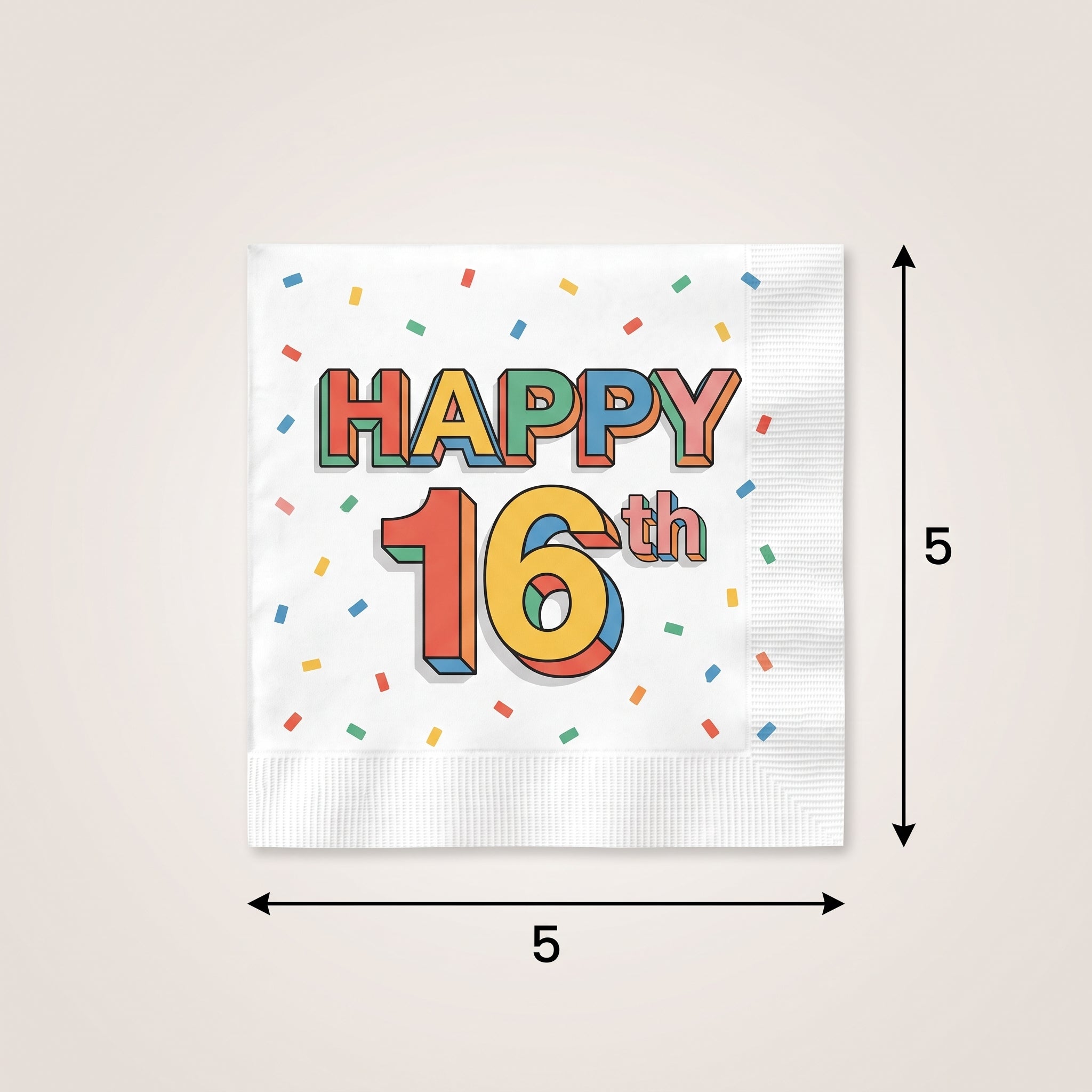 Cheers to Your 16th Birthday Beverage Napkins - 16 Pack - 5 In. X 5 In.