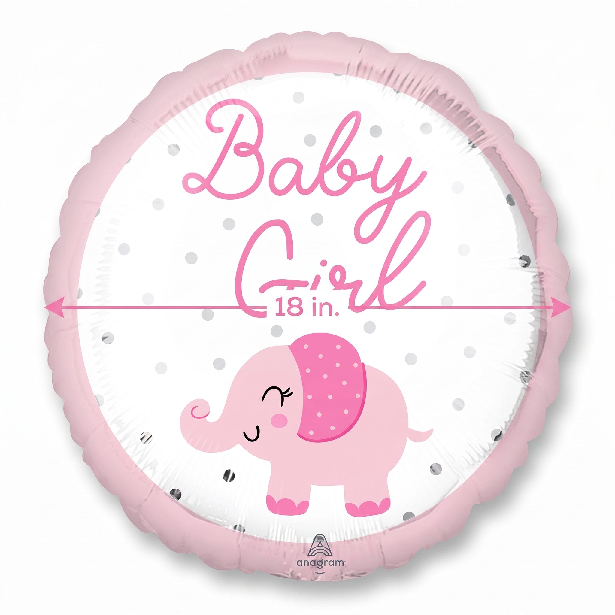 Baby Girl Elephant Foil Balloon - 18 Inch