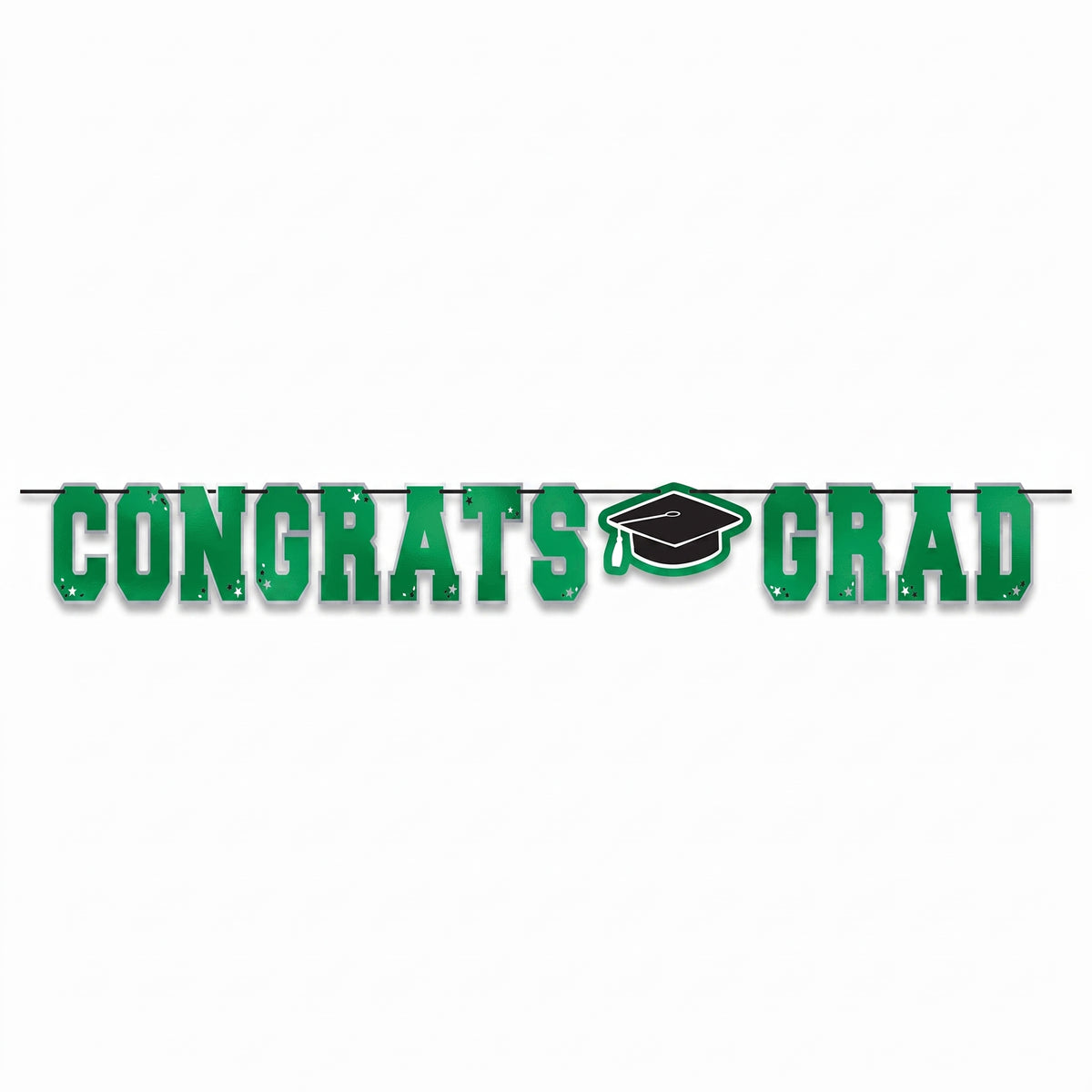 "Congrats Grad" Green Letter Banner for Graduation Celebrations