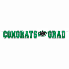 "Congrats Grad" Green Letter Banner for Graduation Celebrations