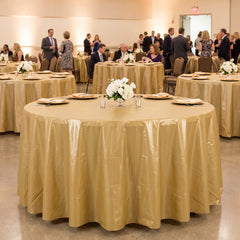 Elegant Gold Round Plastic Table Cover - 84"