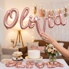 Rose Gold Script Letter "V" Balloon - 8-inch Foil, Air-Filled