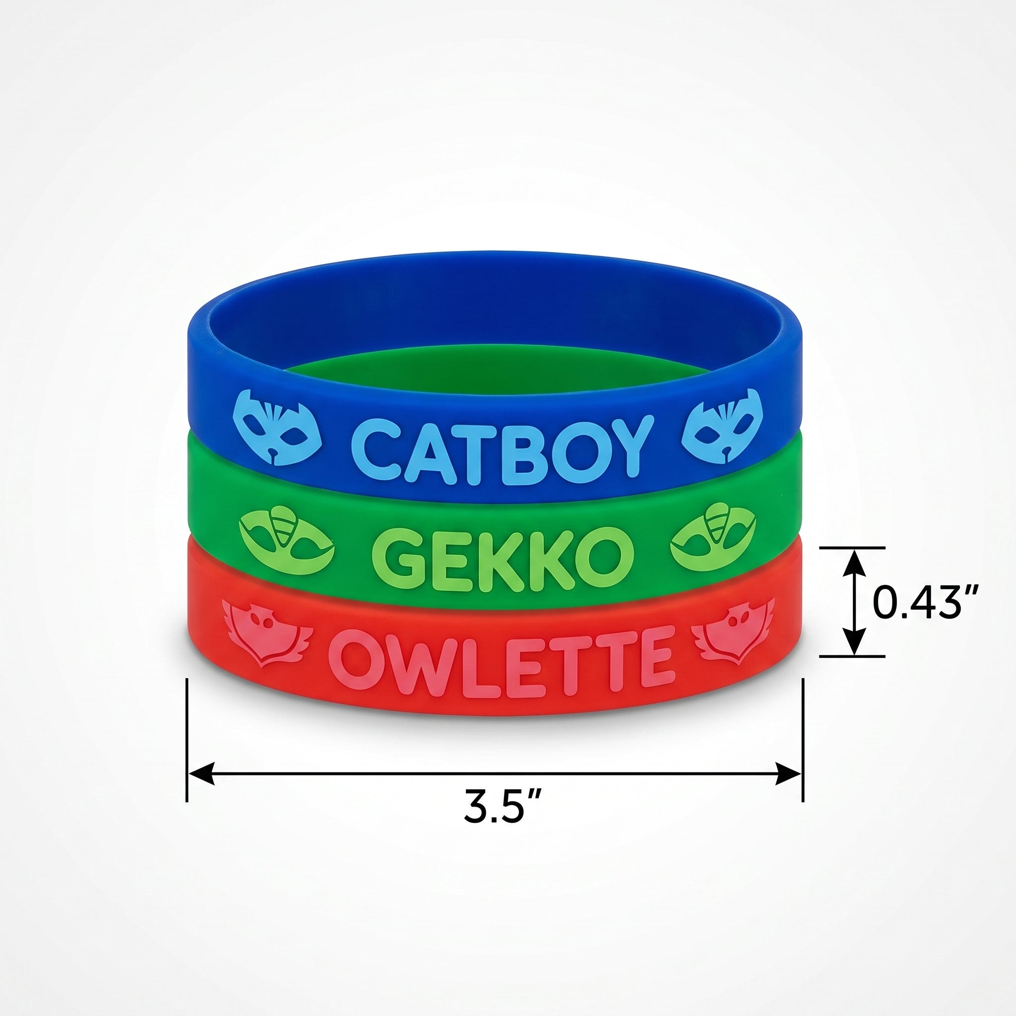 PJ Masks Rubber Bracelets - Catboy, Owlette, & Gekko, 6 Pack