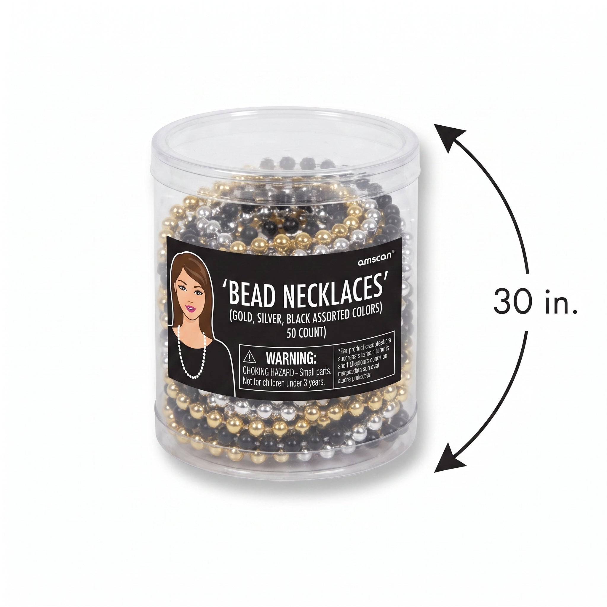 Team Spirit Bead Necklaces - Assorted Colors, 30" Length, Pack of 50