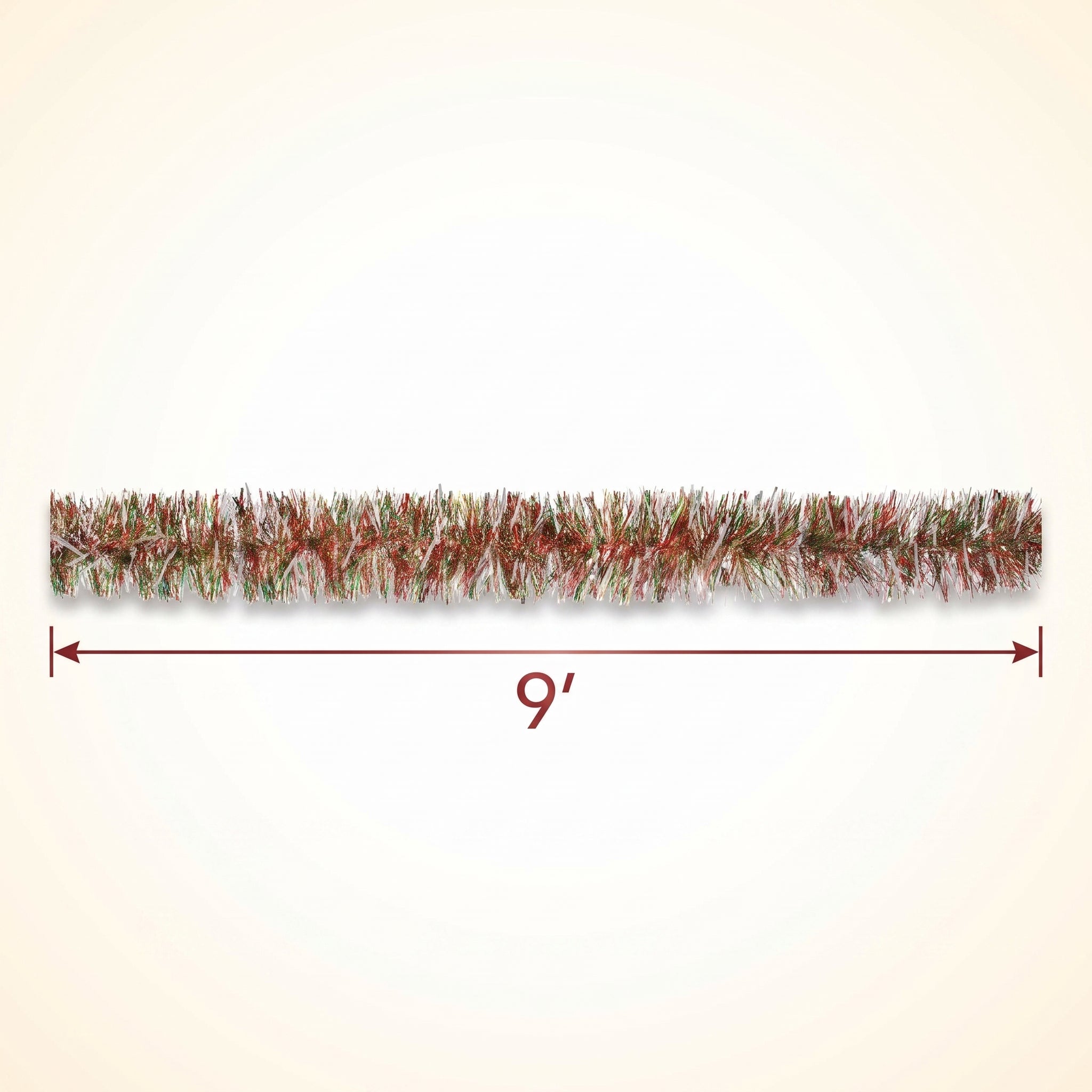 Festive Christmas Tinsel Garland in Red, Green, and Silver