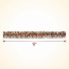 Festive Christmas Tinsel Garland in Red, Green, and Silver