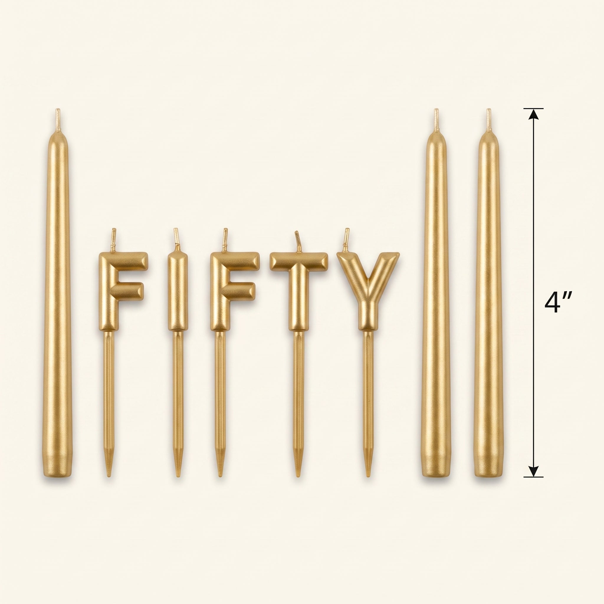 Golden Age 50th Birthday "Fifty" Pick Candle Set