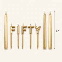 Golden Age 50th Birthday "Fifty" Pick Candle Set