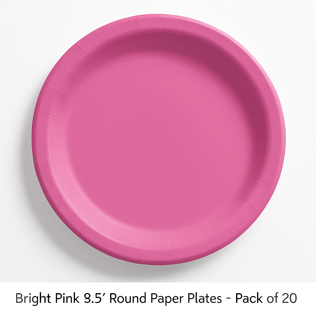 Bright Pink 8.5" Round Paper Plates - Pack of 20