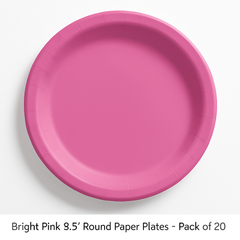 Bright Pink 8.5" Round Paper Plates - Pack of 20