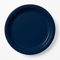 True Navy 8.5" Round Paper Lunch Plates - Big Party Pack, 50 Count