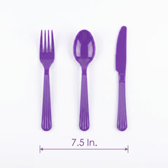 Purple Assorted Plastic Cutlery Set - 7.5 in. - 24 Pack