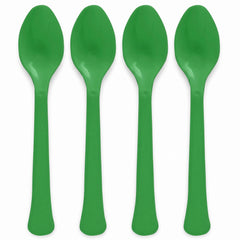 Festive Green Plastic Spoons - Solid Colors Collection - 7.5 in.
