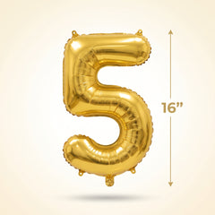 Metallic Gold Number 5 Foil Balloon