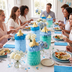 It's A Boy Baby Bottle Honeycomb Centerpiece Kit, 4-Pack