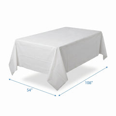 Classic White Plastic Table Cover - 54" x 108"