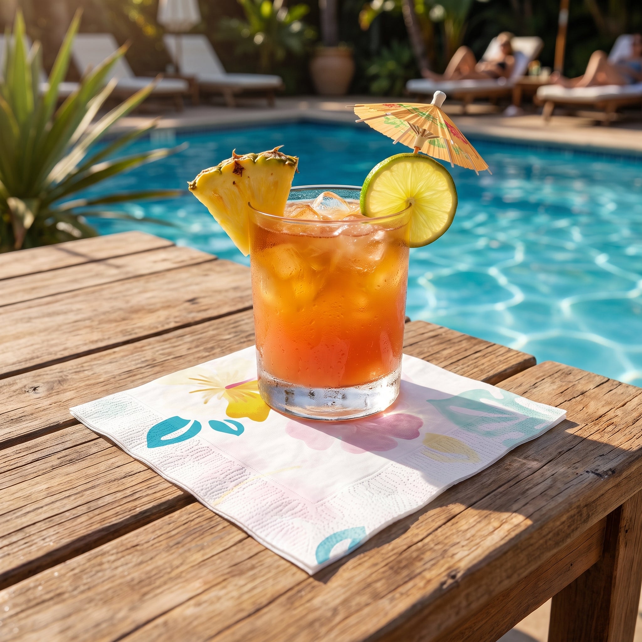 Tropical Hibiscus Summer Beverage Napkins - 5 In. X 5 In.