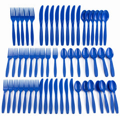 Royal Blue Plastic Cutlery Set - 64 Pieces - 7.5 in.