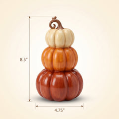 Elegant Fall Pumpkin Stack Decoration - 8.5"