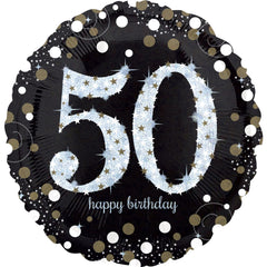 Sparkling 50th Birthday Mylar Balloon - 18 Inch